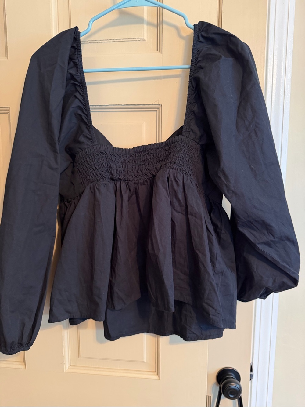 Banana Republic Black Peplum Puff-Sleeve Blouse with Sweatheart neckline - Picture 8 of 10
